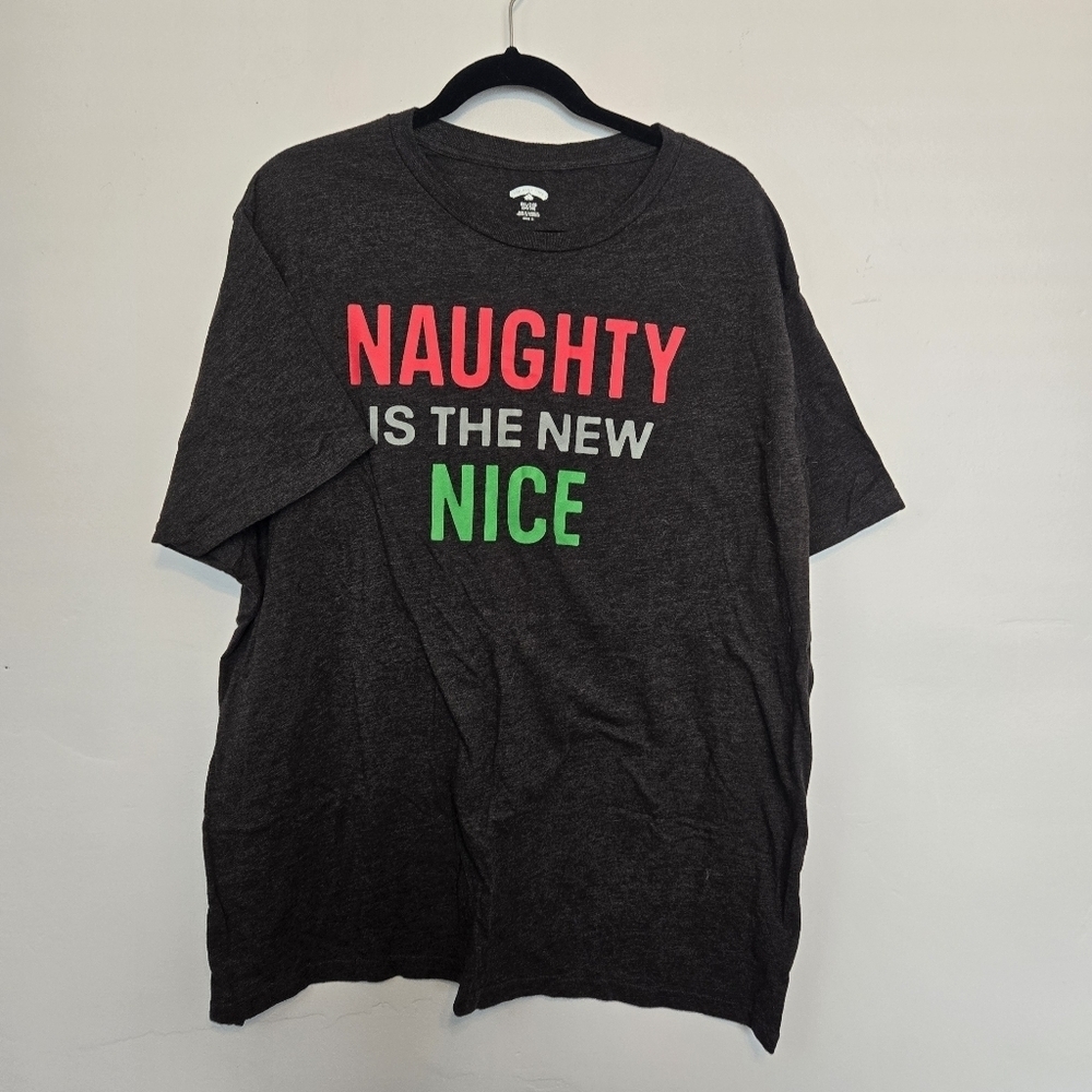 Holiday Time Charcoal Tee with Red and Green Print